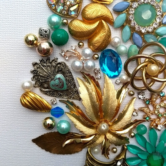 Artisan mosaic wall art decor framed jewelry art vintage one of a kind-modified! - Picture 6 of 16